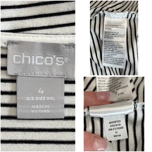 Chico's Women’s Striped V-Neck Tunic Top (Size XXL) - Picture 5 of 7